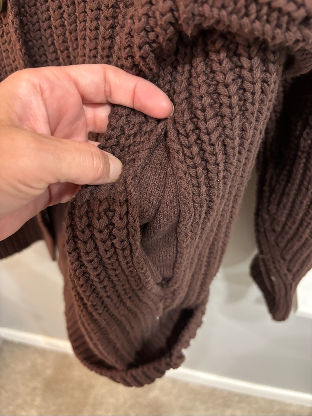 Free People Swim Too Deep Cardi size XS in Brown oversized button front ribbed - Picture 10 of 14